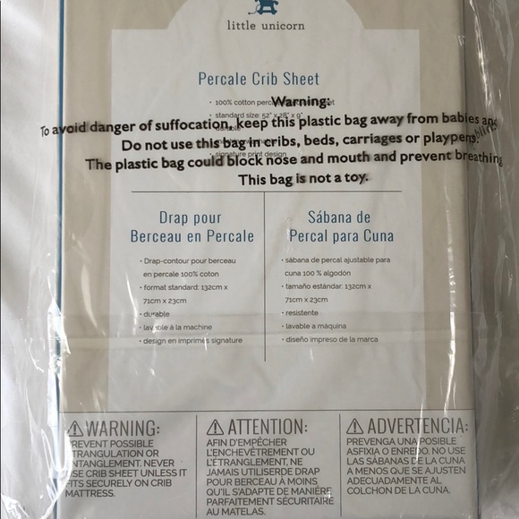 Little unicorn Percale crib sheet - Picture 2 of 4